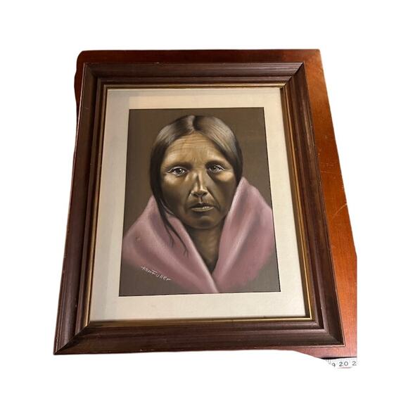 Hyper Realistic Original Art Color Pastel Drawing Indigenous Woman by Ken Fuller - Picture 7 of 9